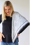 MONO SILKY SCARF - white blk